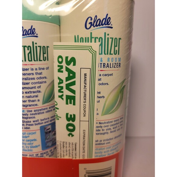 Glade Neutralizer Spray & Carpet Room Odor NEW SEALED 1995 NOS Deodorizer Combo - Picture 7 of 8